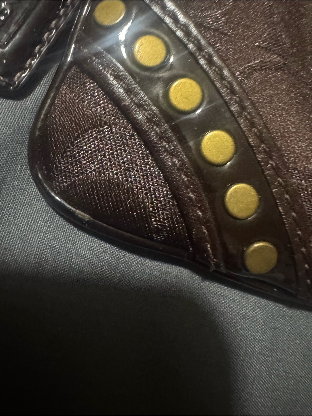 Coach Metallic Brown Signature Studded Wristlet - Picture 4 of 7